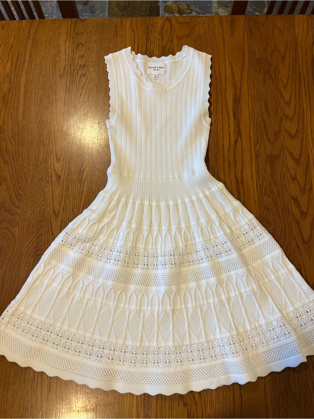 White Sleeveless Knit Fit-and-Flare Mini Dress